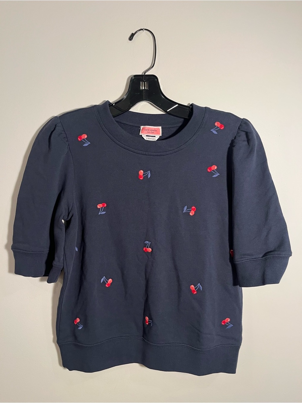 kate spade Navy Sweatshirt with Cherry Embroidery - Kids